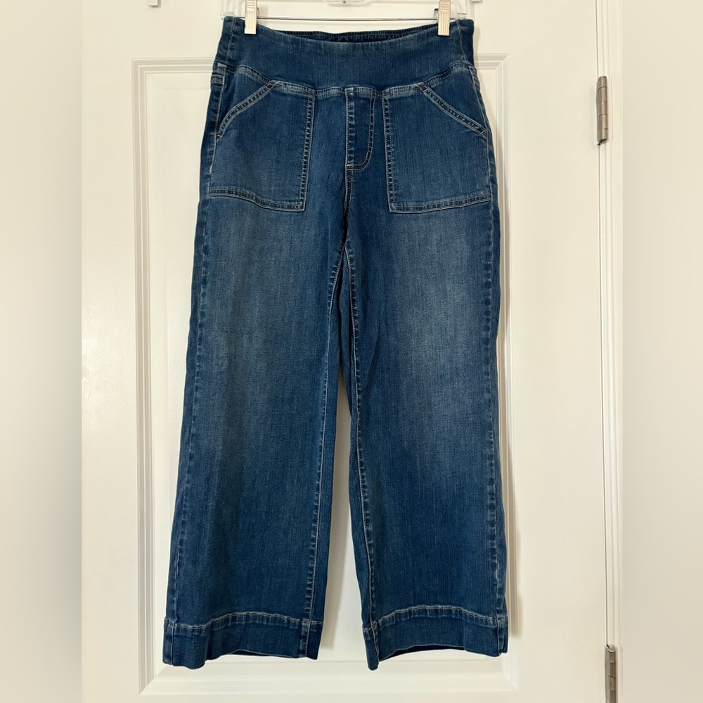 Belle by Kim Gravel Tripleluxe Denim Cropped Wide Leg Pant